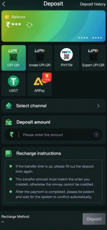 Veer Game deposit page