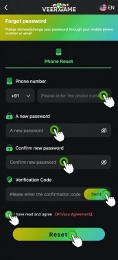 Veer Game forgot password